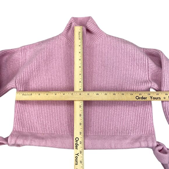 PAPER LONDON Wool Sweater Pink Women's Sz XS Cropped Mock Neck Pullover - Picture 4 of 11